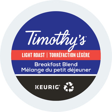 Timothy'S, Breakfast Blend, Single-Serve Keurig K-Cup Pods, Light Roast Coffee, 96 Count (4 Boxes Of 24 Pods)