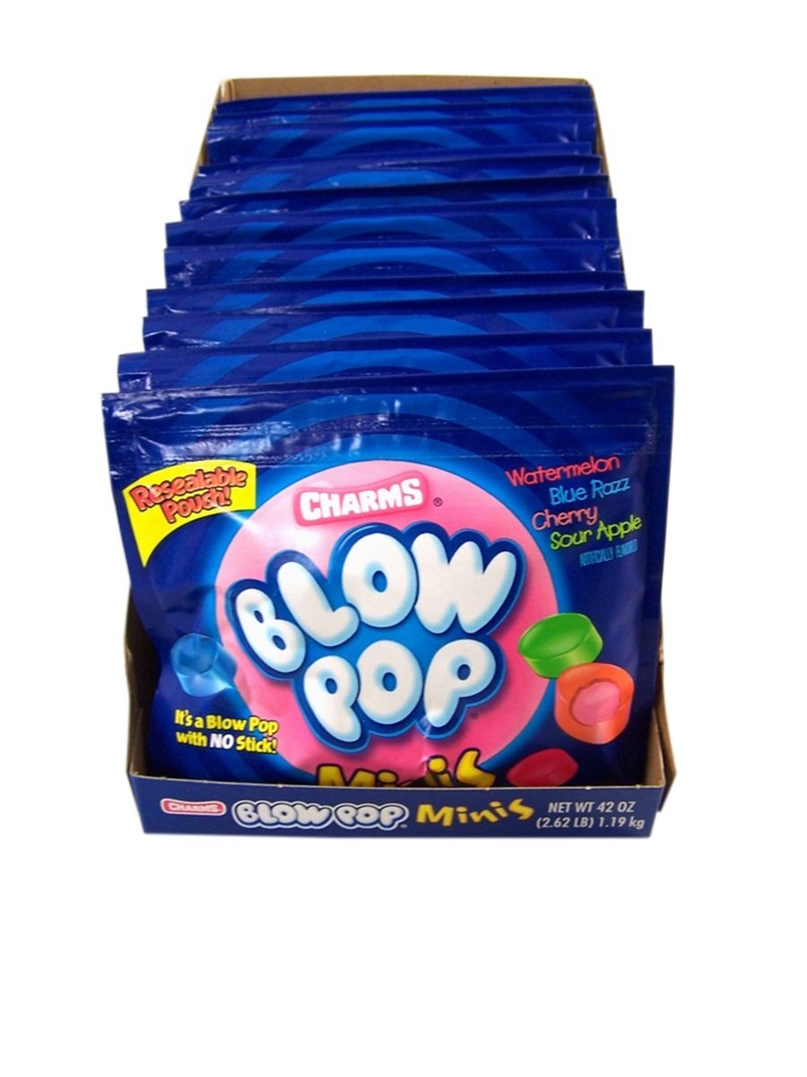 Charms Blow Pops Minis Candy, 3.5 Oz Resealable Pouch, Case Of 12