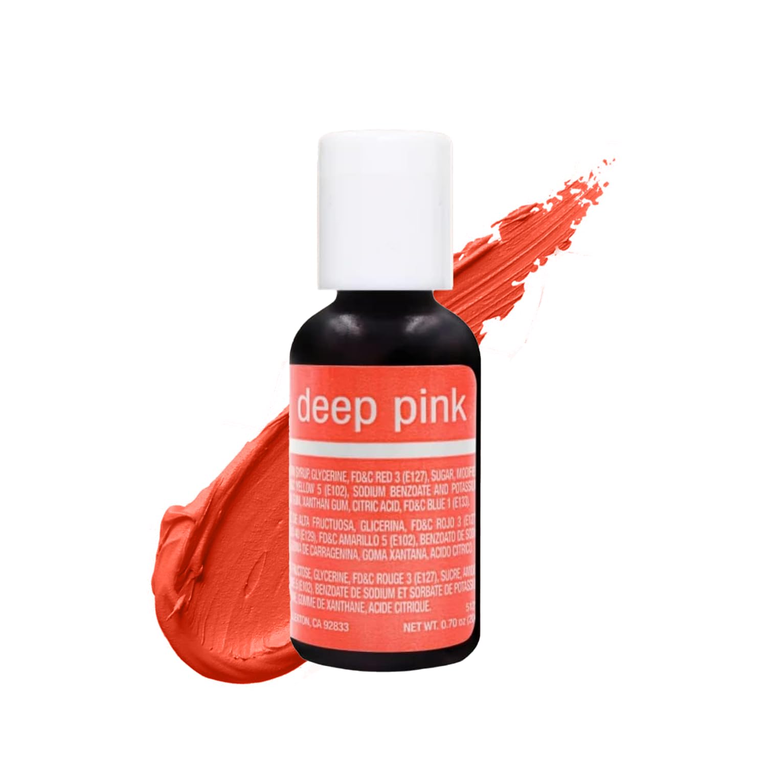 Chefmaster Deep Pink Liqua-Gel® Food Coloring | Vibrant Color | Professional-Grade Dye For Icing, Frosting, Fondant | Baking & Decorating | Fade-Resistant | Easy-To-Use | Made In Usa | 0.70 Oz
