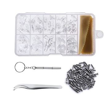 Eyeglass Nose Pads, Eyeglass Repair Kit With 50 Pairs Soft Silicone Air Chamber Glasses Nose Pads, Screws, Screwdrivers, Tweezer
