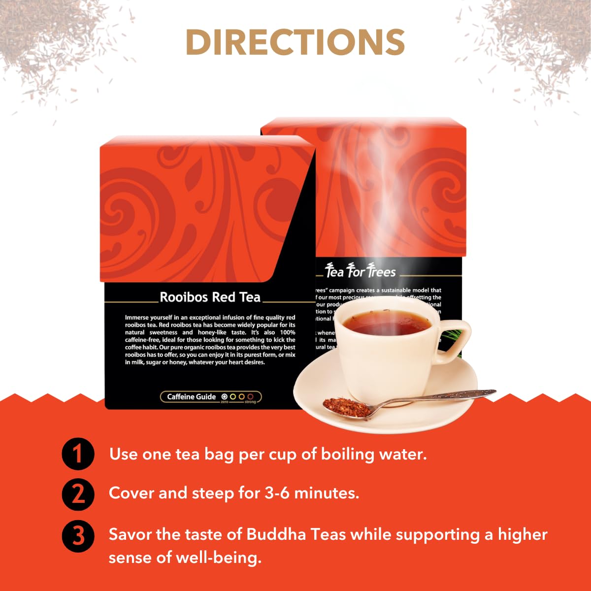 Buddha Teas Rooibos Red Tea - Organic Herbal Tea - Caffeine Free - 18 Tea Bags
