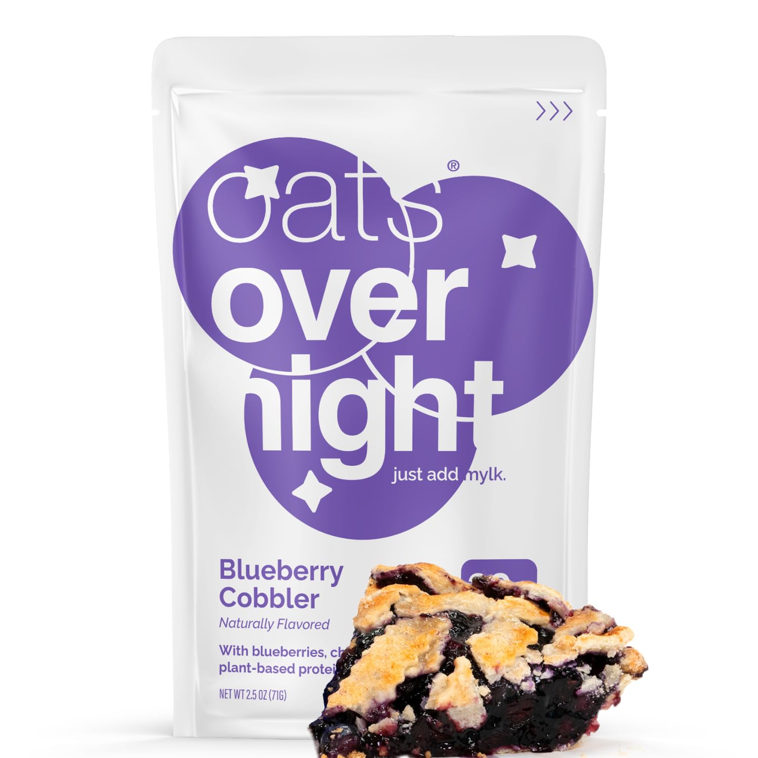 Oats Overnight Blueberry Cobbler Oatmeal - Dairy Free, High Protein, Gluten Free, 8 Pack (2.5oz each)