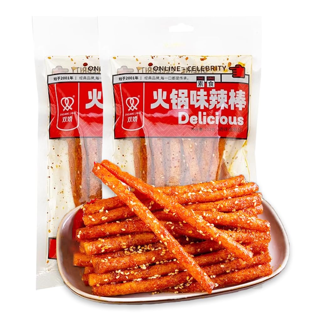 Fraunitsh Latiao Spicy Strips, Gluten-Free Chinese Snack, 3.6oz per Pack, Pack of 2