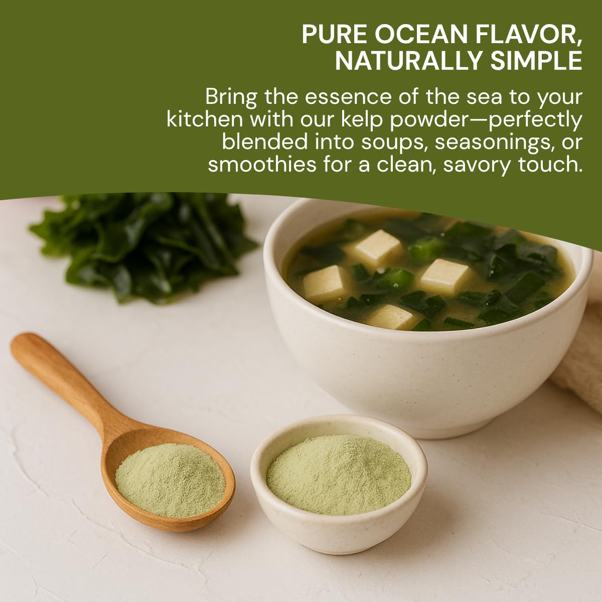 Asiatic Dishes Korean Kelp Powder 8oz - Pure Kombu Seaweed Seasoning, Non-GMO, No MSG, Single Ingredient