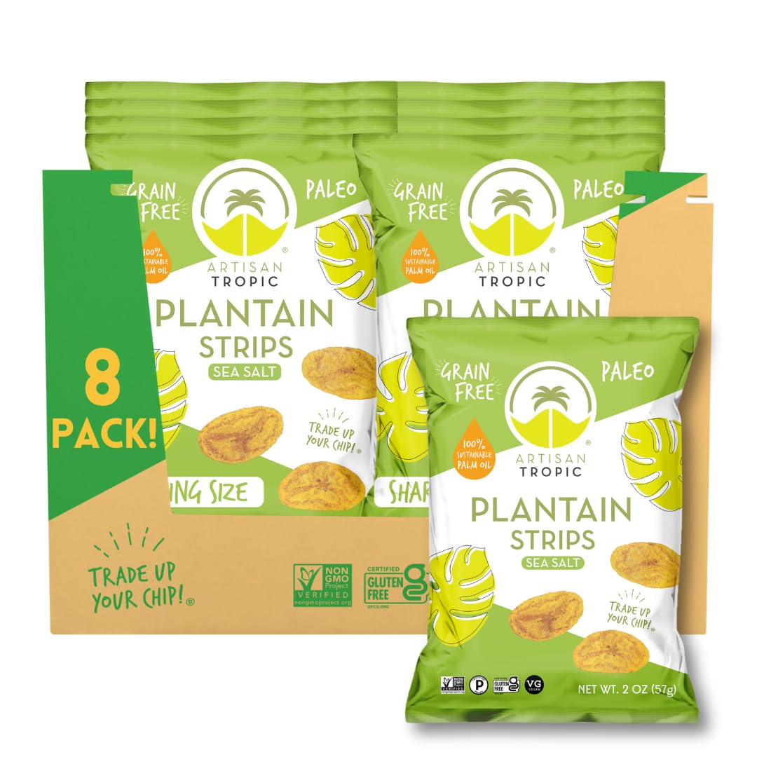 Artisan Tropic Plantain Strips Sea Salt - Vegan, Gluten Free, 8 Pack, 2oz