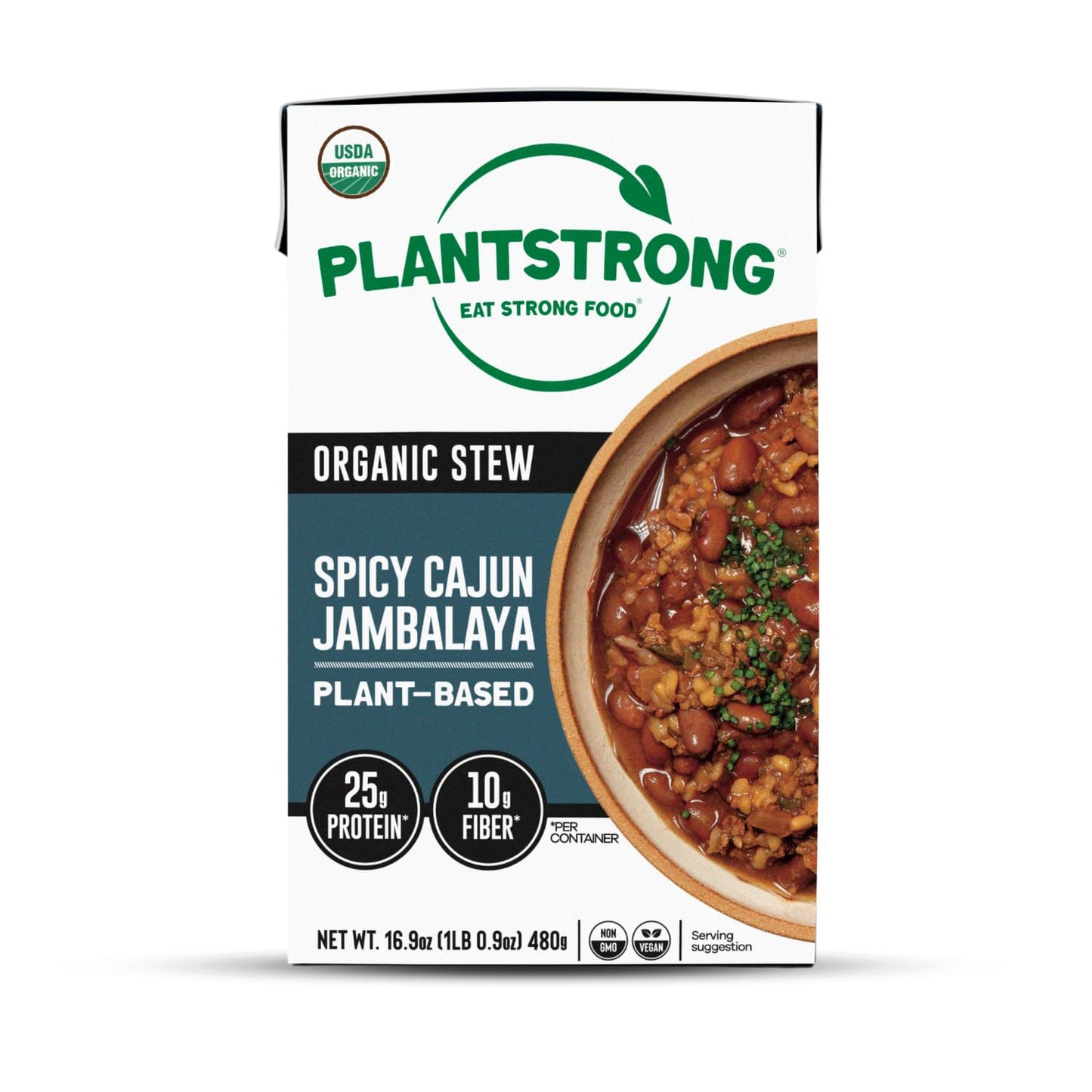 PLANTSTRONG Spicy Cajun Jambalaya Chili Soup - Organic, Plant-Based, Non-GMO, Vegan, High Protein Chili Soup
