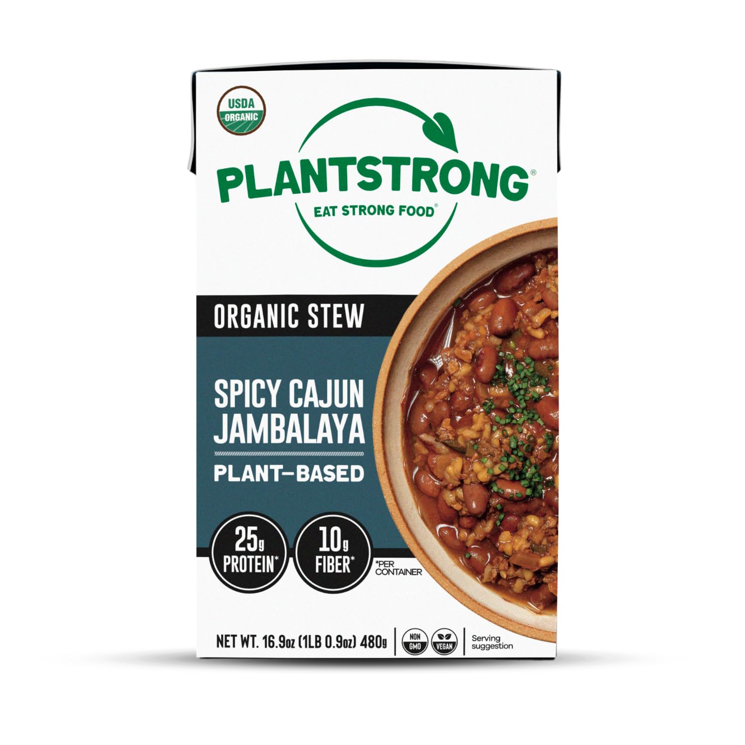 PLANTSTRONG Spicy Cajun Jambalaya Chili Soup - Organic, Plant-Based, Non-GMO, Vegan, High Protein Chili Soup