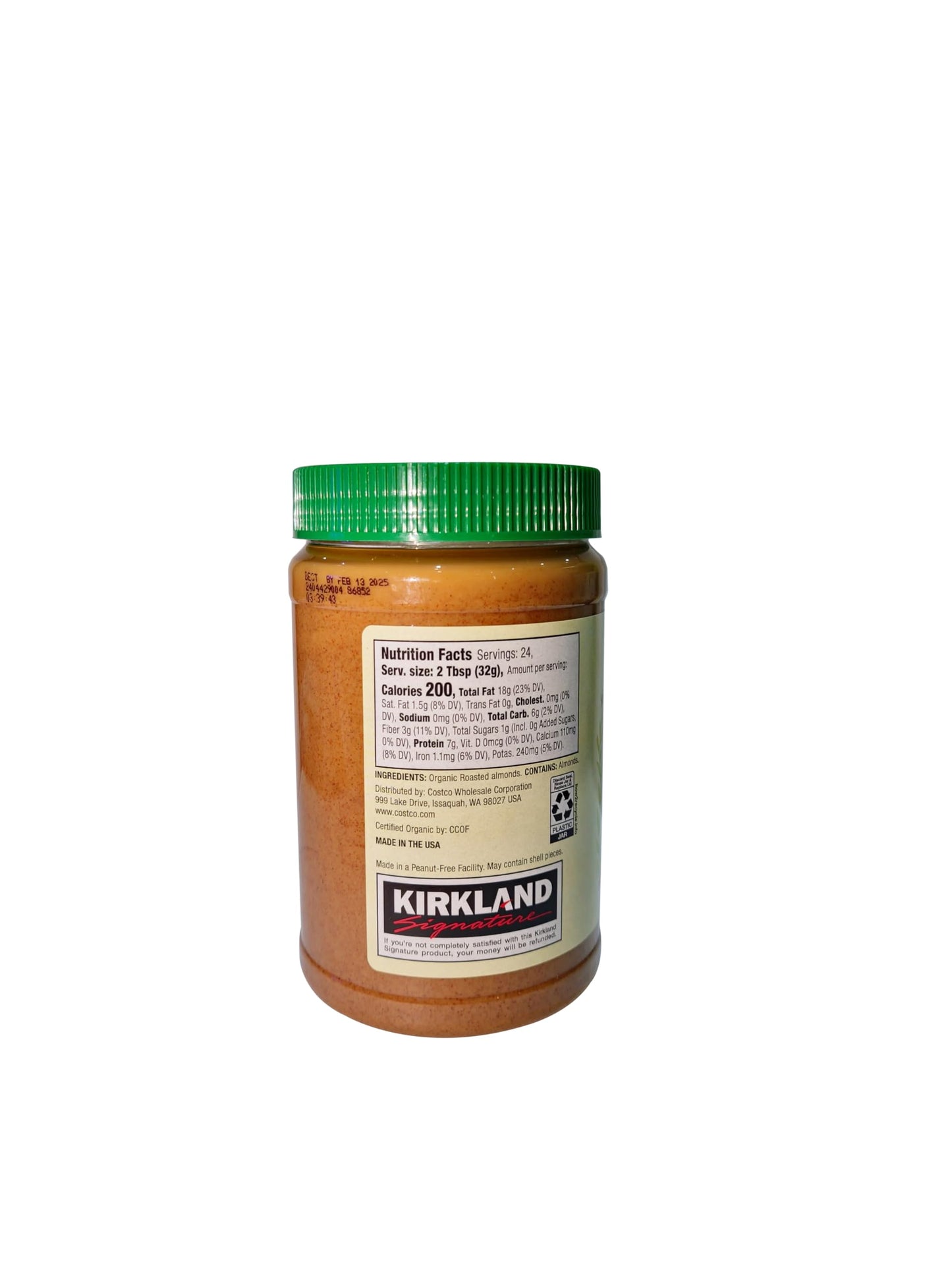 Kirkland Signature Usda Organic Creamy Almond Butter, 27 Ounce, 1.69 Pound (Pack Of 1)