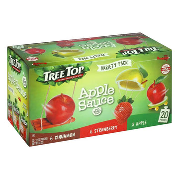 Tree Top Variety Pack Apple/Straw/Cinn Apple Sauce Pouches, 3.2 Oz, 20 Pouches