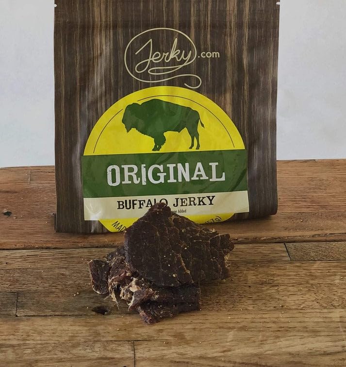 Jerky.com Original Buffalo Jerky 3-Pack - High Protein, Gluten-Free, 1.75oz (Pack of 3) - All-Natural Exotic Snack
