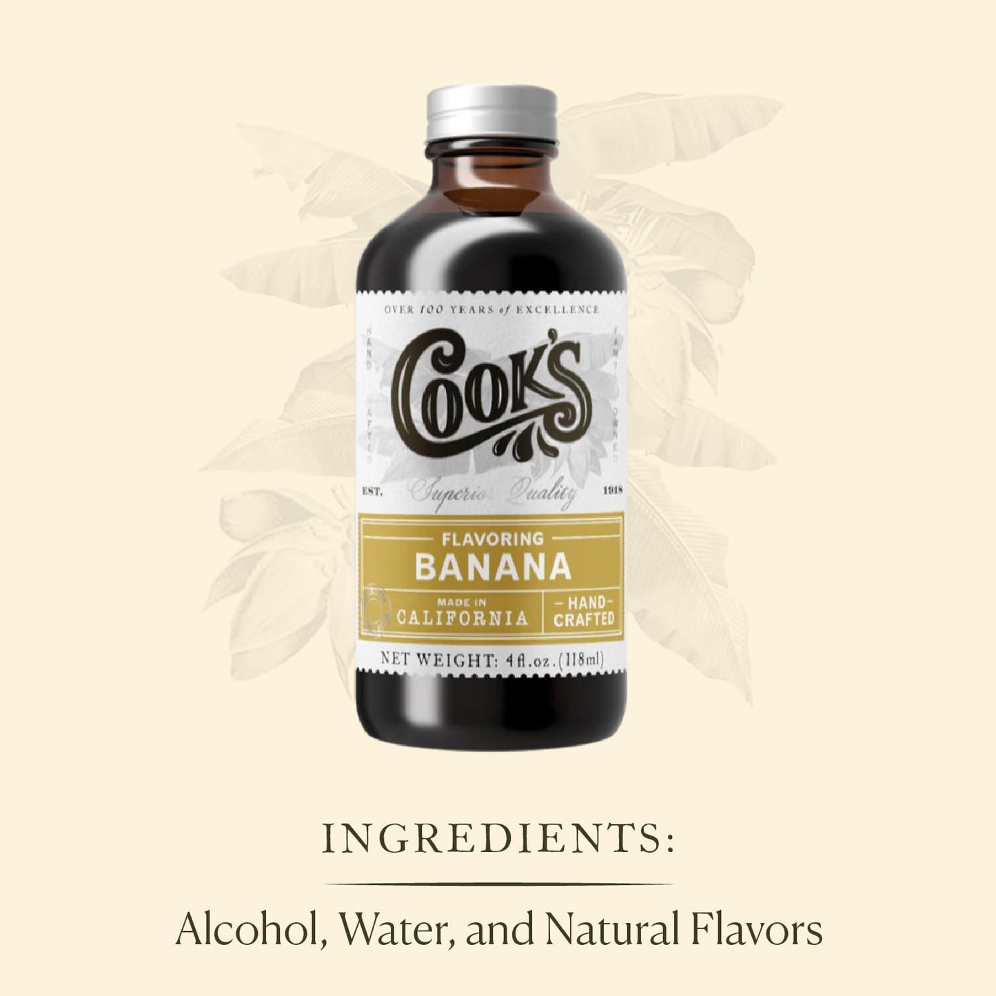 Cook'S, Banana Flavoring For Baking, Candies, Beverages And Ice Cream, 8 Oz