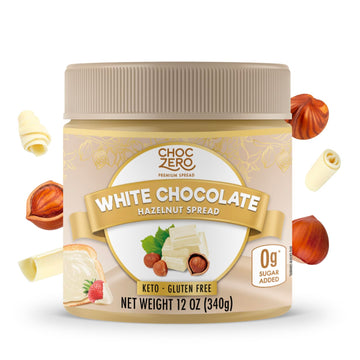 ChocZero Keto White Chocolate Hazelnut Spread, No Sugar Added, 12 oz, Keto Friendly, Low Carb Dessert