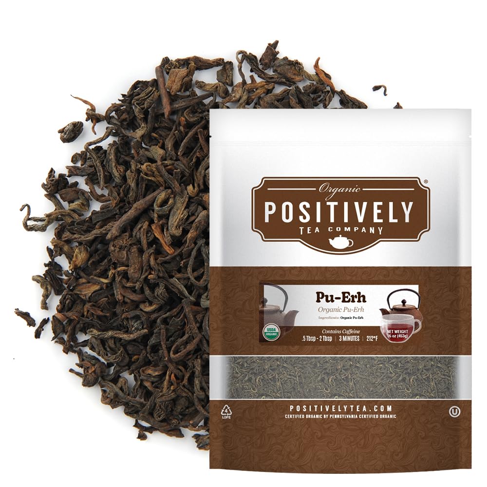 Organic Positively Tea Company Pu-Erh Loose Leaf Tea, 16 Ounce, 1 Pound