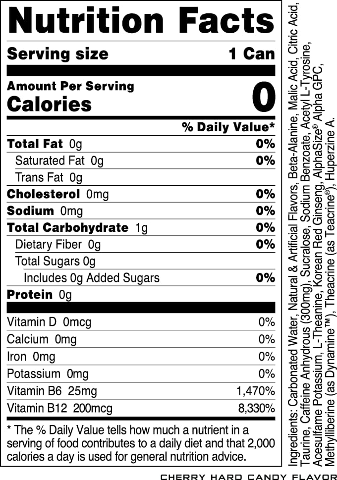 Bucked Up Energy Drink 300mg - Cherry Hard Candy Flavor - 12 Count