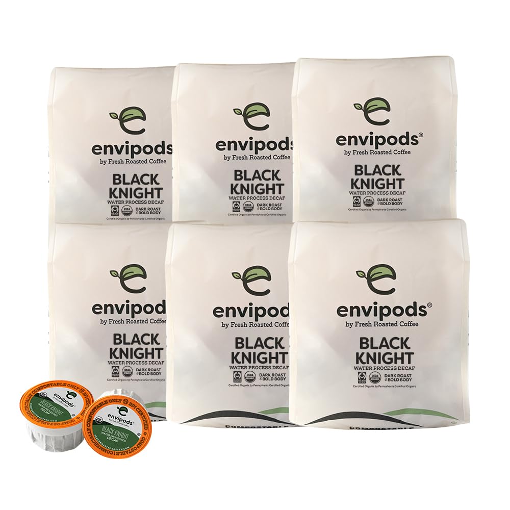 Fresh Roasted Coffee Dark Roast Decaf, Fair Trade Organic, 72 Count, Compostable pods for Keurig K Cup Brewers