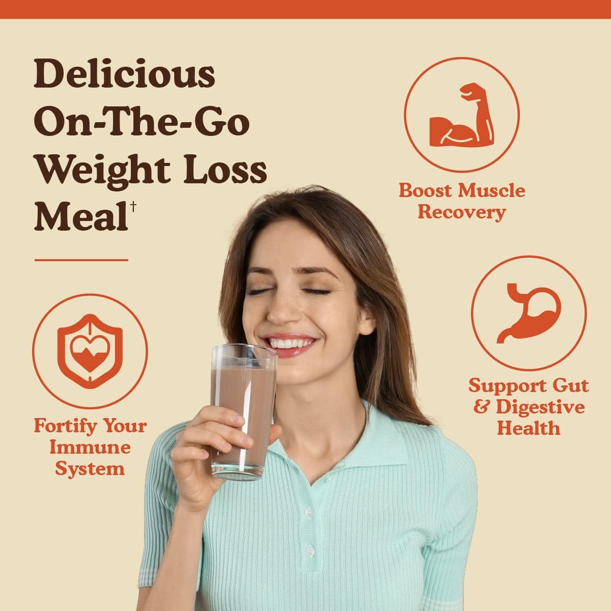 BBfL Grass-Fed Whey Protein Shake, 21g Protein, Cocoa + Apple Cider Vinegar, Prebiotics, 10 Servings