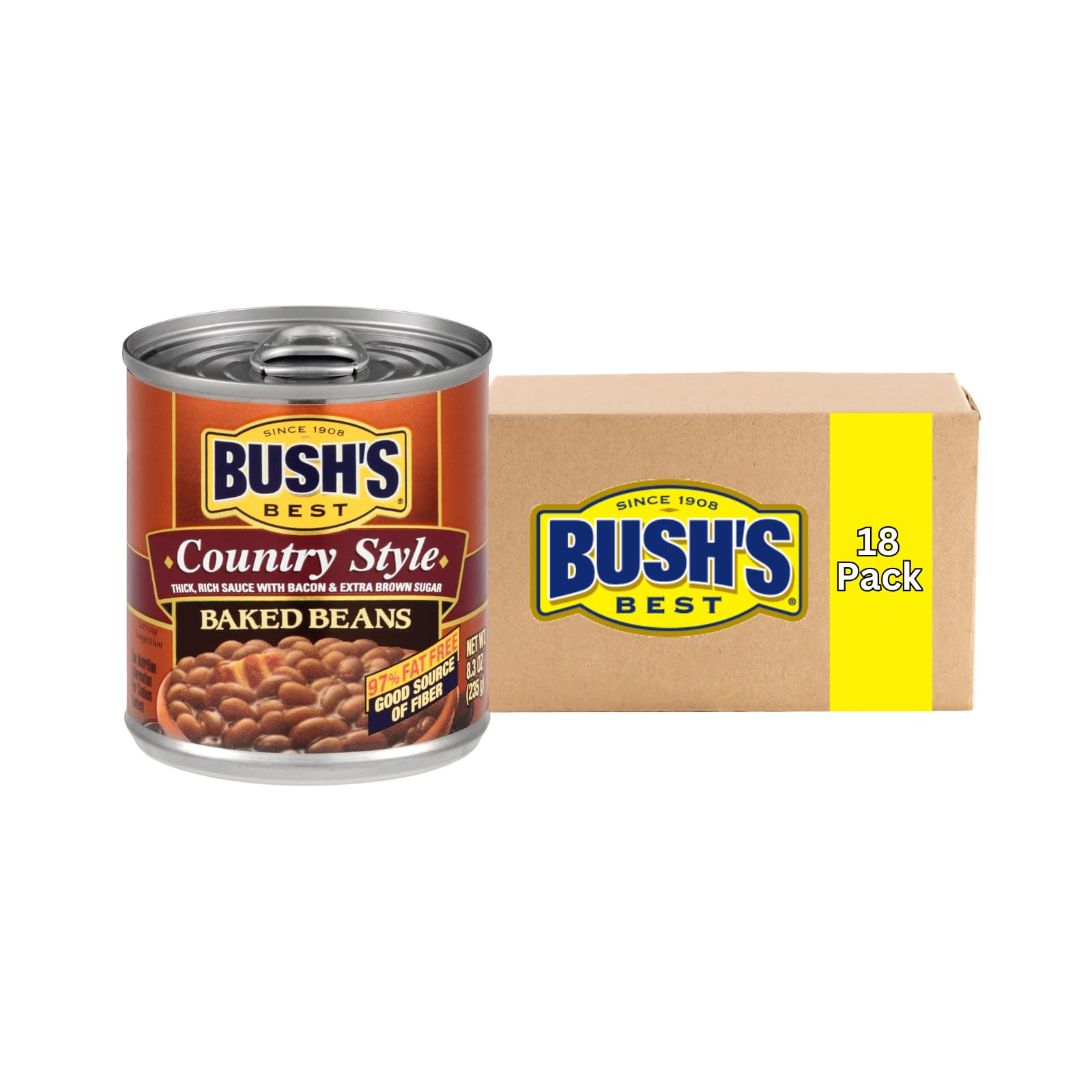 Bush's Best Baked Beans, Homestyle, 8.3 Oz (Pack of 18)