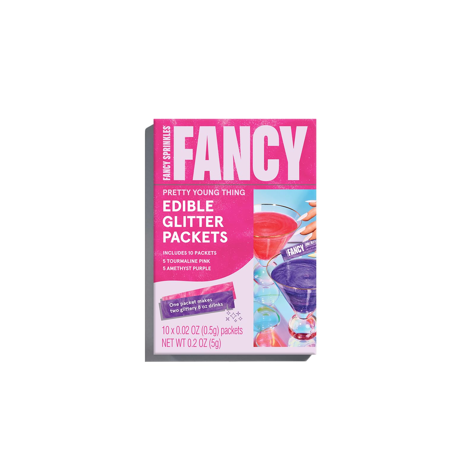 Fancy Sprinkles Fancy Edible Glitter Packets Pretty Young Thing: Tourmaline Pink & Amethyst Purple (10 Packets, 0.5G Each)