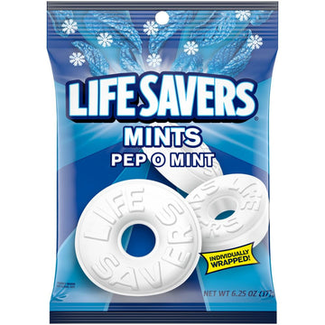 LIFE SAVERS Pep O Mint Candy Bag,White, 6.25 Ounce (Pack of 12)