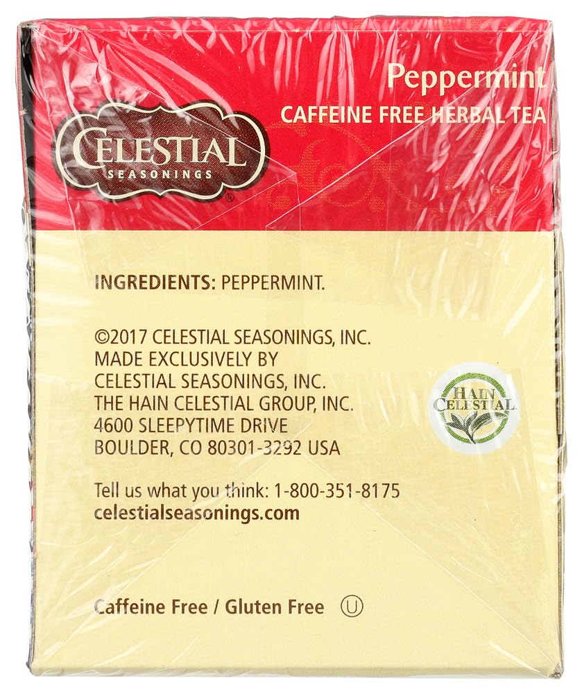 Celestial Seasonings Herbal Tea - Peppermint - Caffeine Free - 20 Count (Pack Of 6)