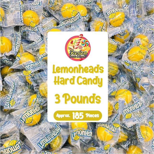 Lemonhead Candy - 3lb Bulk Bag (Approx. 185 Count)  Individually Wrapped Original Lemon Head Hard Yellow Candies - The Perfect Candy For Parties  Holiday  Movie Nights And Snacking