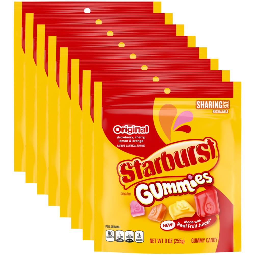 Starburst Gummies Original Fruit Candy, Chewy, Sharing Size, 9 oz Bag (Pack of 8)