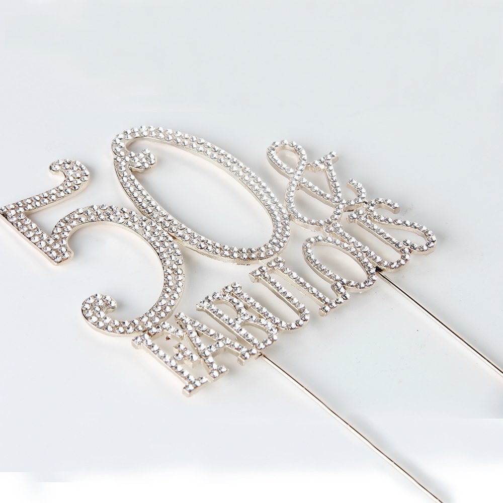 Hatcher lee 50th Birthday Cake Topper - Bling Crystal Silver Keepspirit-inspired flavor, Model HCL-022