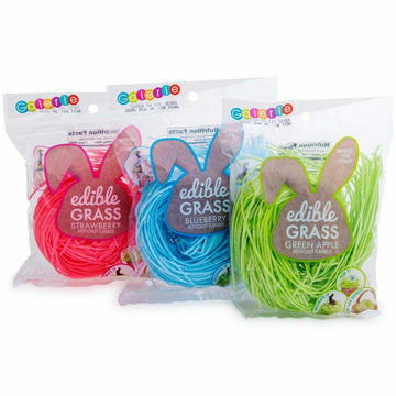 Edible easter grass candy. Easter Basket Candy. 3 Individual Packages of Green Apple, Blueberry, and Strawberry Cake Decorating,