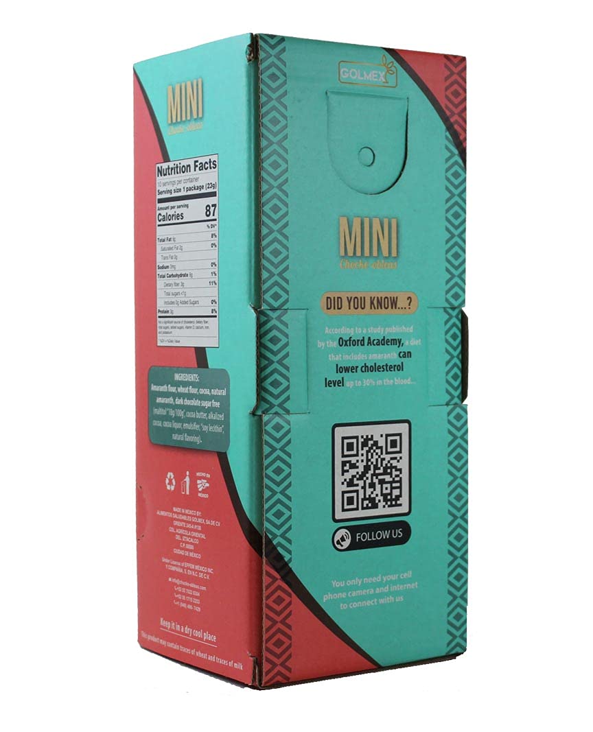 Chocke-Obleas Amaranth Wafer filled with Sugar Free Turin chocolate (Pack of 10) / Chocke-Obleas de Amaranto rellenas de chocola