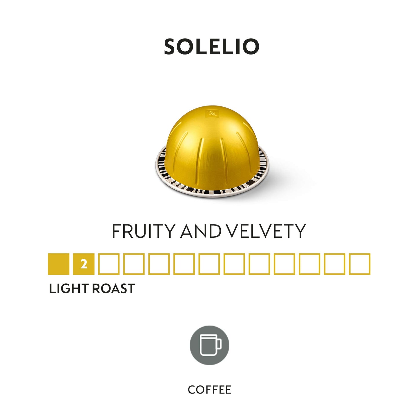 Nespresso Vertuo Coffee Pods, Solelio Mild Roast, 30 Count, Brews 7.8 oz.