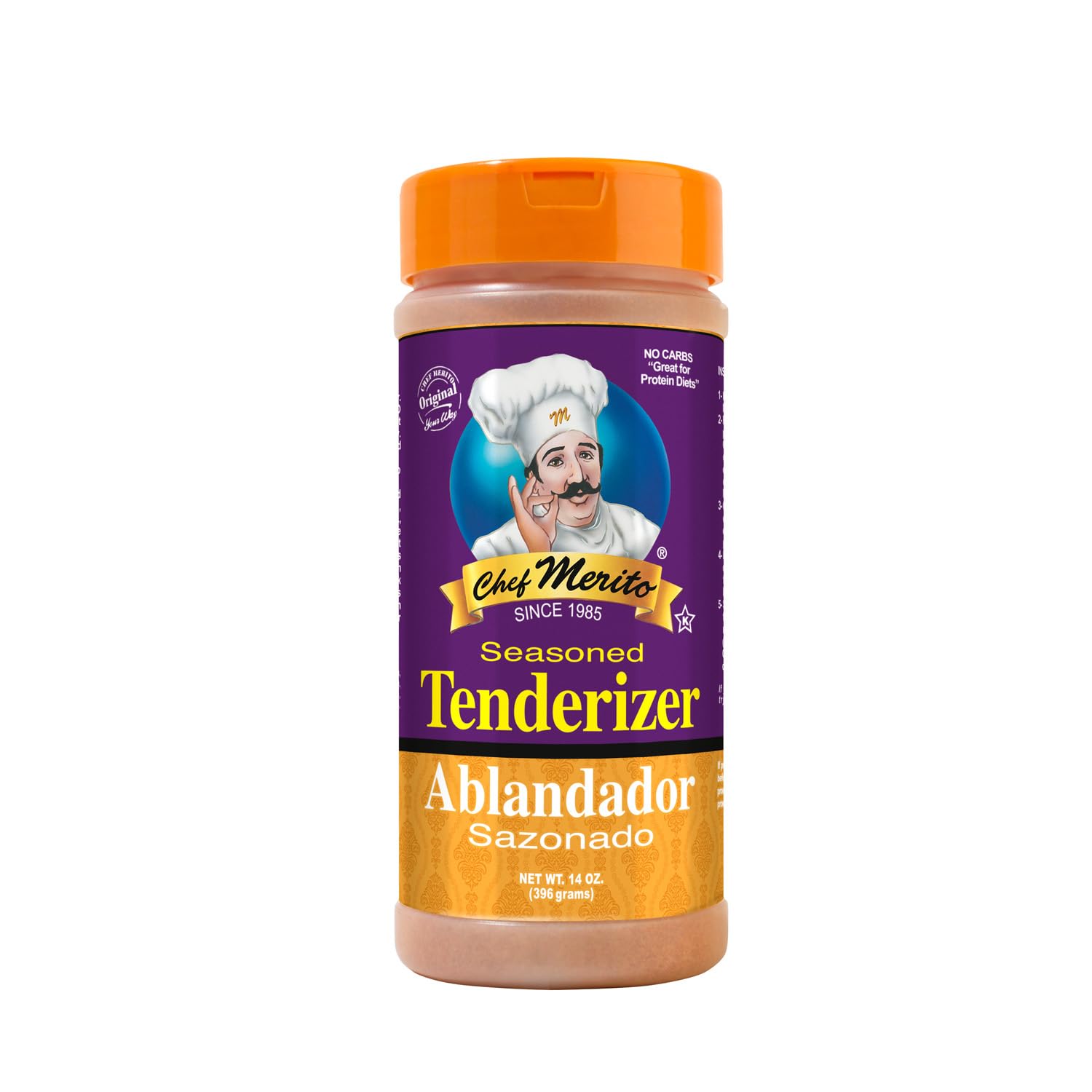 Seasoned Tenderizer 14 oz by Chef Merito | Perfect for Beef, Pork & Poultry | Seasoned Meat Tenderizer | Authentic Latin Flavor 