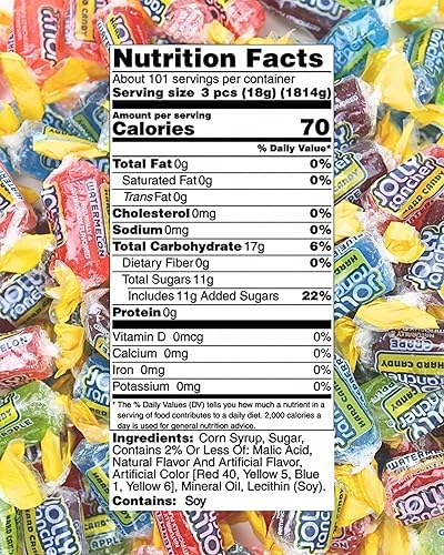 QUEEN CITY CANDY CAVE Jolly Ranchers Hard Candy - Assorted Flavors, Individually Wrapped, 4 Pound Bulk