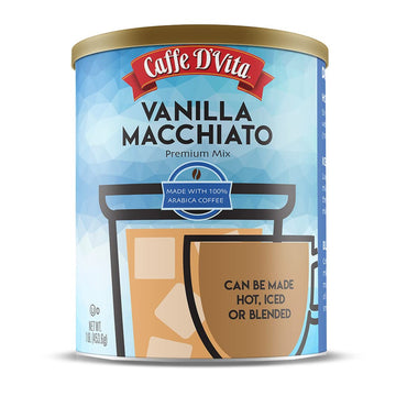 Caffe D'Vita Vanilla Macchiato - 100% Arabica Coffee Latte Mix, Instant Cappuccino Mix, Gluten Free, No Cholesterol, No Hydrogen