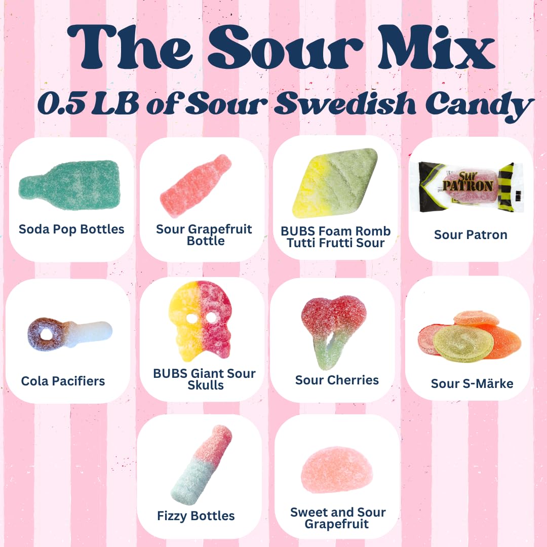 Sour Swedish Candy Chef Mix - Bubs Sour Candy - Chewy and Foamy - Hand Packed in Sweden .5LB