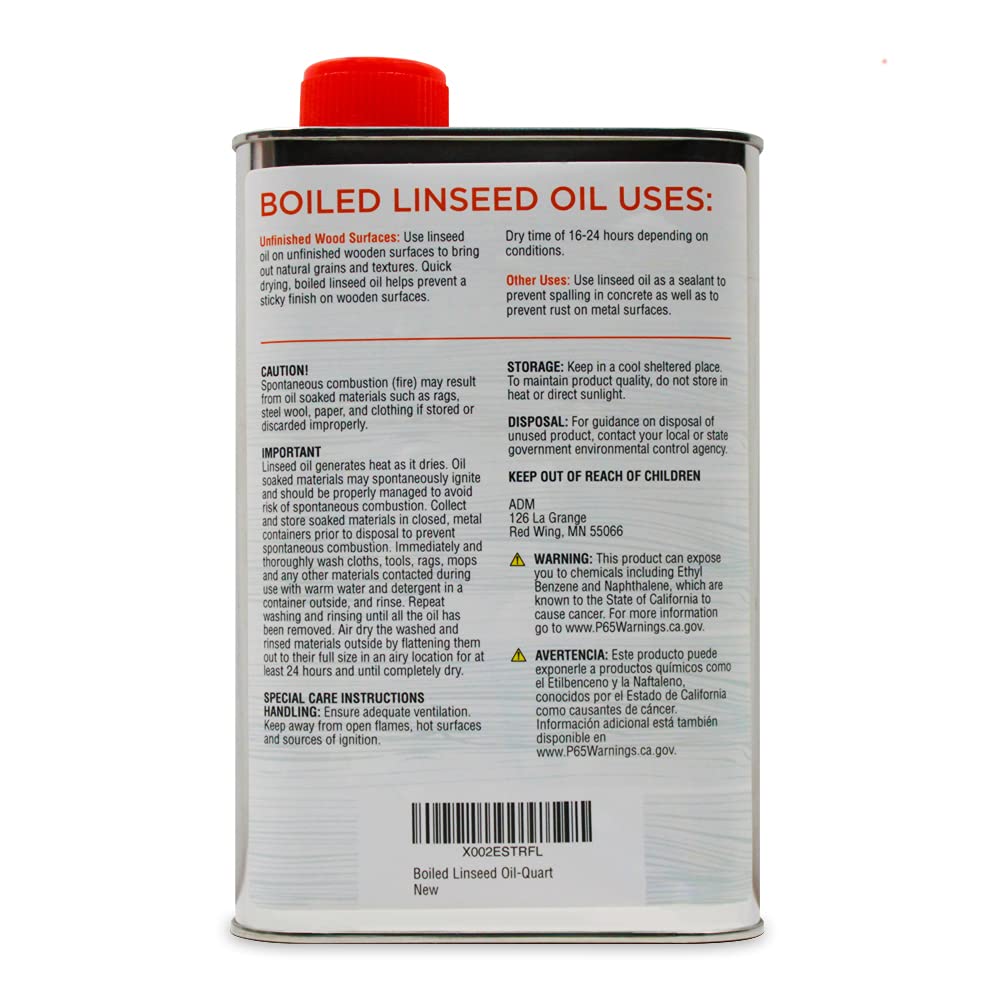 Linsheen Boiled Linseed Oil - Fast Drying Flaxseed Wood Treatment To Rejuvenate And Restore Outdoor And Indoor Wood Furniture, F
