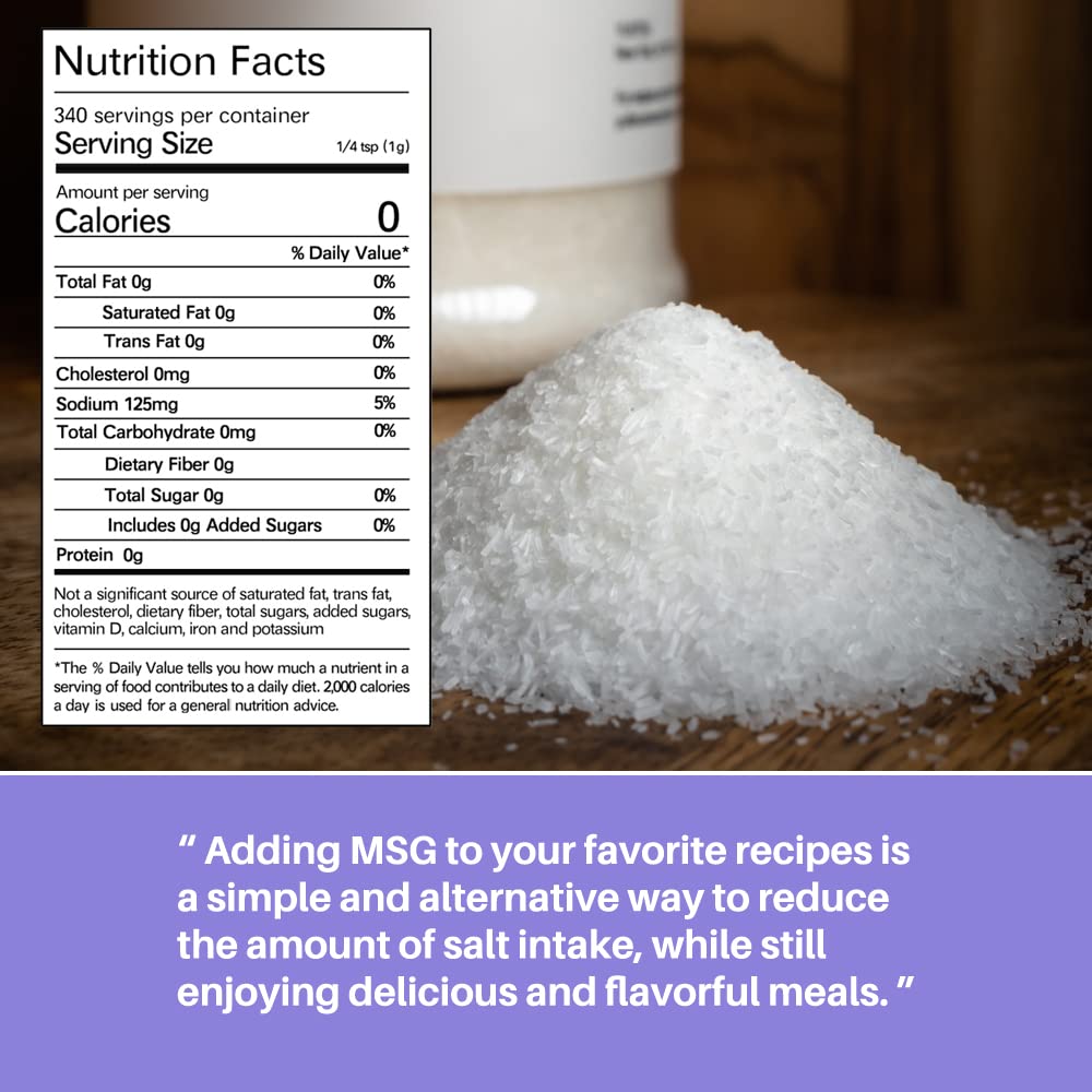Yuiitsu 12 Oz Msg Seasoning Monosodium Glutamate, Gluten-Free Plant Based Umami Flavor Enhancer, Enhance Flavor Of Poultry, Beef
