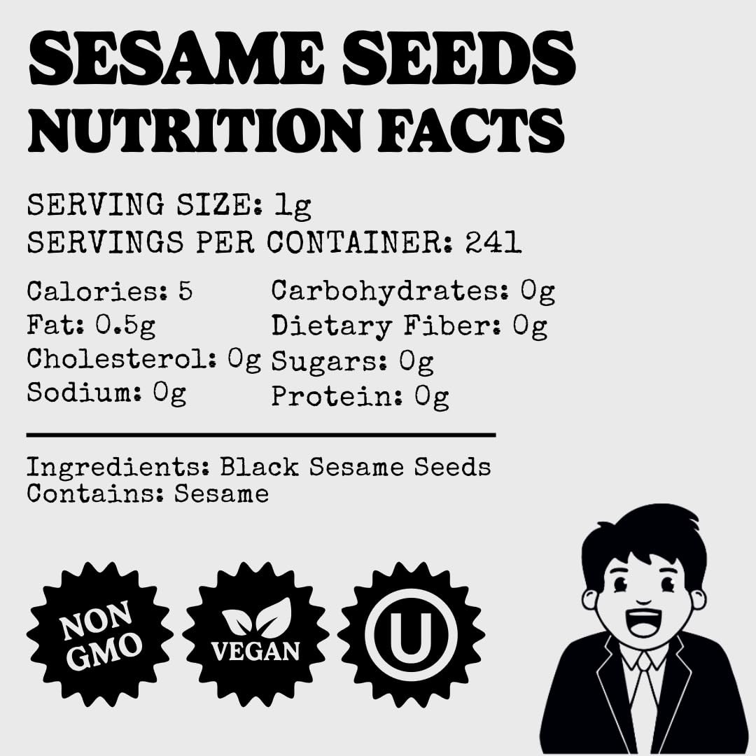 BAKERS CLUB Premium Black Sesame Seeds - Kosher, Gluten Free, 8.5oz