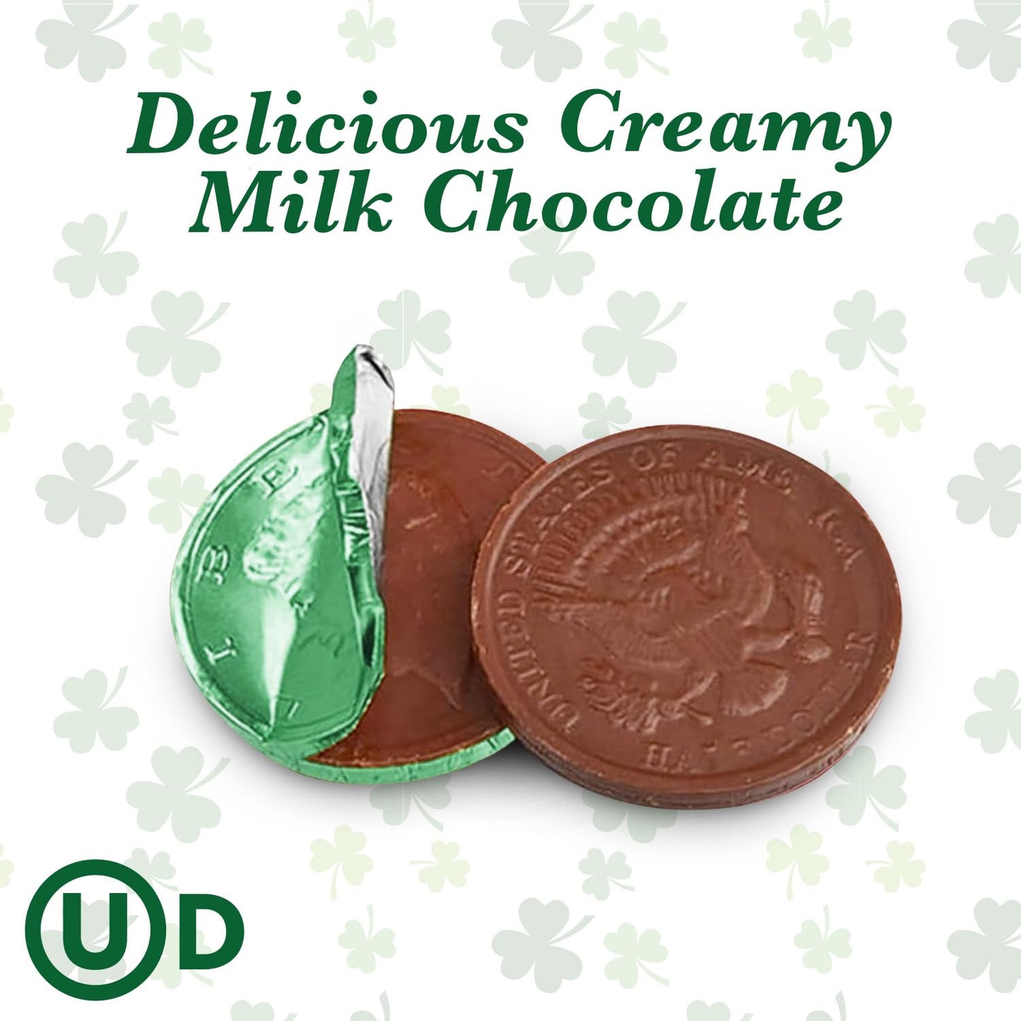 Albert Premier Belgian Chocolate Coins Bulk Pack - Approx. 110 Green Foil Wrapped Milk Chocolate Coins Candy For Party Favors, G