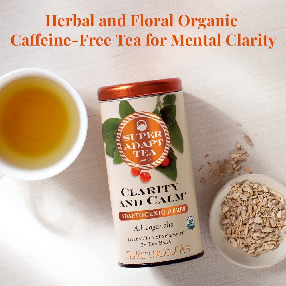 The Republic of Tea Clarity and Calm Herbal Tea, 36 Tea Bags, Organic, Caffeine Free