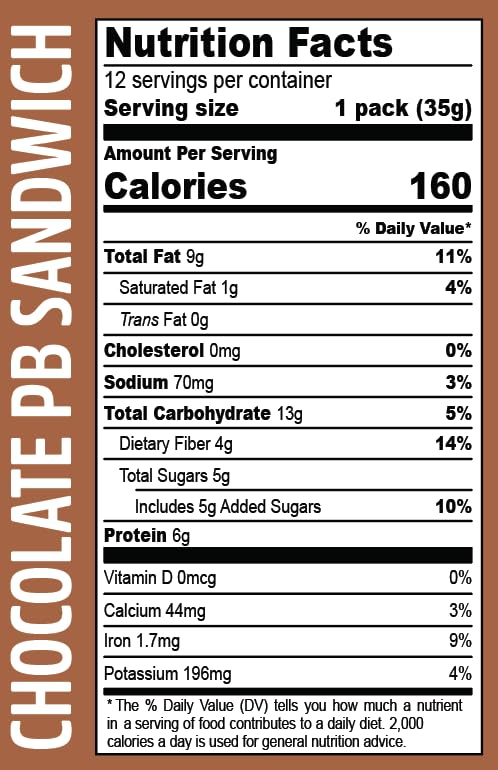 La Purita 100% Chocolate Peanut Butter Sandwich Cookies – Vegan, Gluten & Dairy Free, 12 Count, Brown/Beige