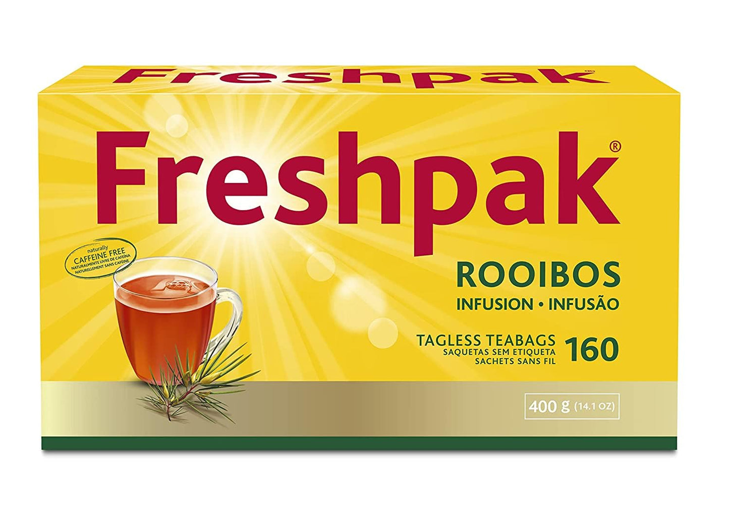 FRESHPAK Pure Rooibos Tea - 160 Teabags, New Packaging, Red