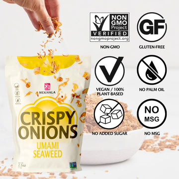 Mekhala Umami Seaweed Crispy Onions - Salad Toppings Crunchy Fried Onions For All-Purpose Seasoning Like Keto, Ramen Toppings, A