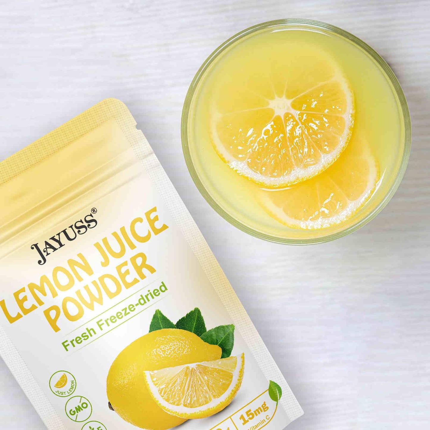 Jayuss Lemon Juice Powder 8.82 Ounce, 100% Natural, Freeze Dried Lemon Juice, No Sugar Or Additives, Great For Drinks, Smoothies