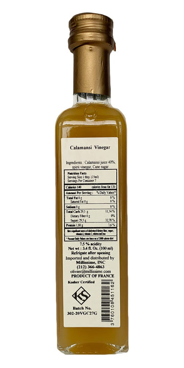 Huilerie Beaujolaise Calamansi Vinegar 100ml - Gourmet Flavoring, Perfect for Dressings & Marinades, All-Natural Ingredients