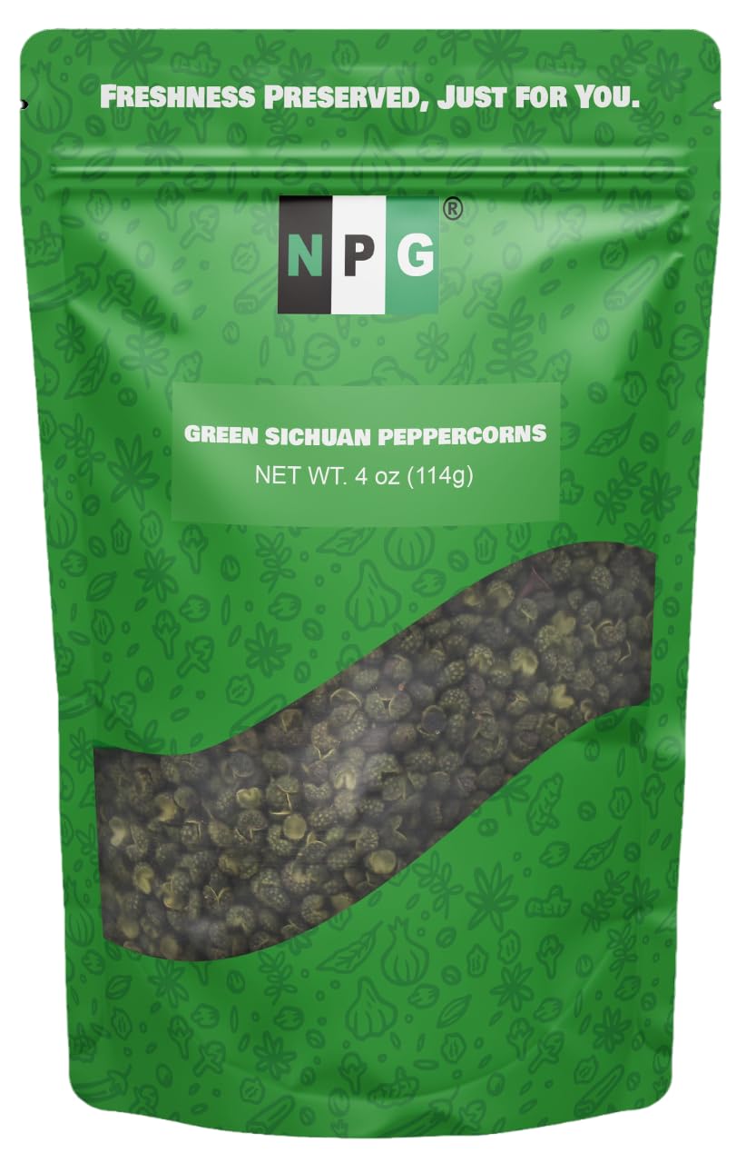 NPG Sichuan Green Peppercorns, 4 Oz, Mouth-Numbing Spice for Szechuan Cuisine