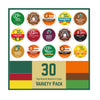30 Count - Folgers  Donut Shop  Caf? Bustelo & Green Mountain Variety Pack Coffee Pods K Cup Sampler - French Roast  Pike Place  Verona  Black Silk  Breakfast  House  Colombian  Sumatra  Classic  Dark Magic  Veranda  Original for malt-inspired