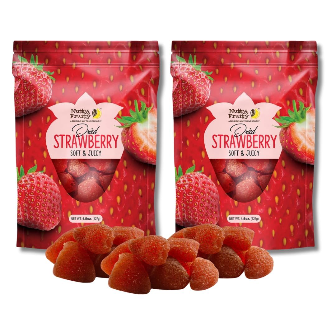 Nutty & Fruity Dried Fruit - Gift Packs Of 2 By Lyzas Sweets &   (Strawberries 4.5Oz)