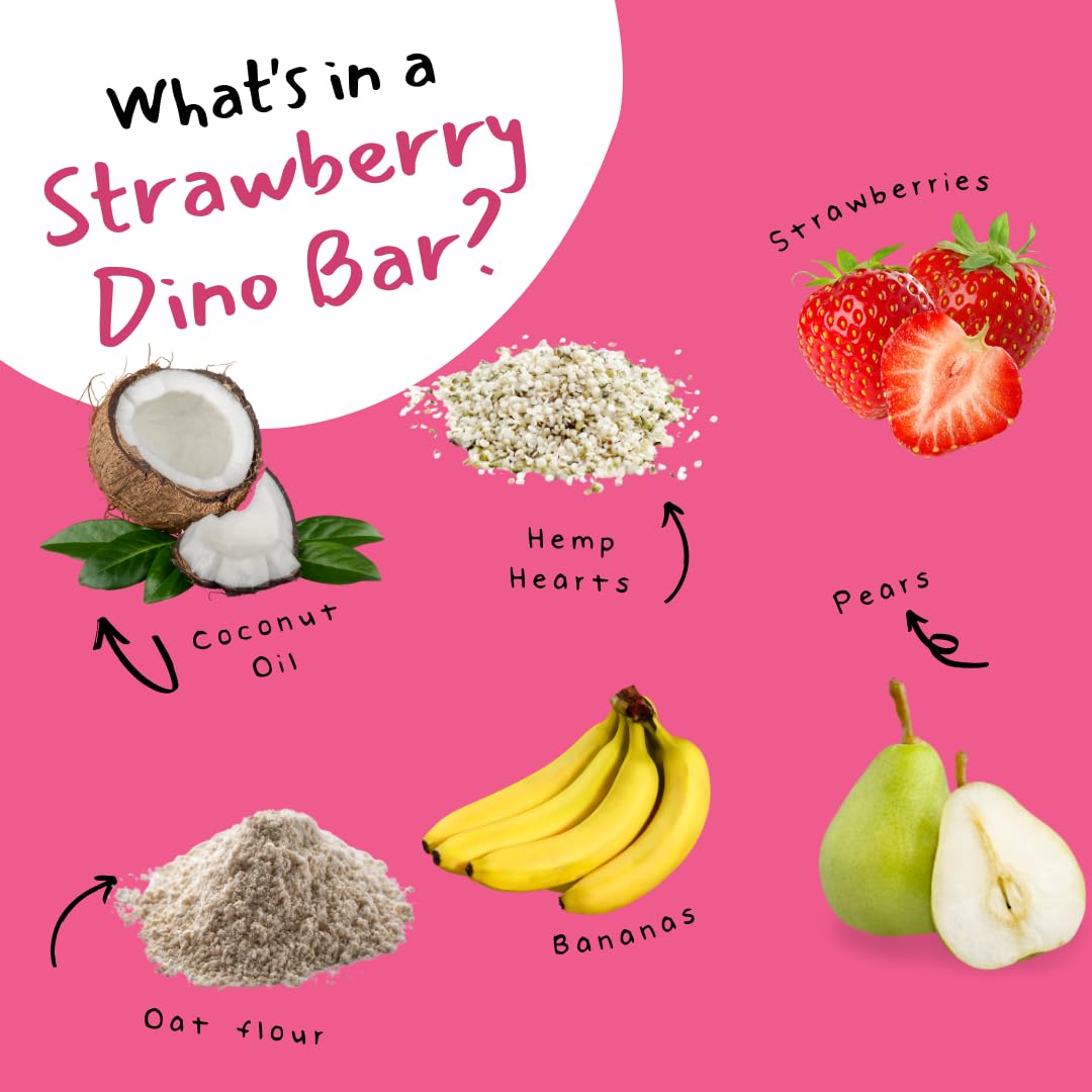 DINO BARS Organic Fruit Bar for Kids | Strawberry Flavor | 30 Count Pack