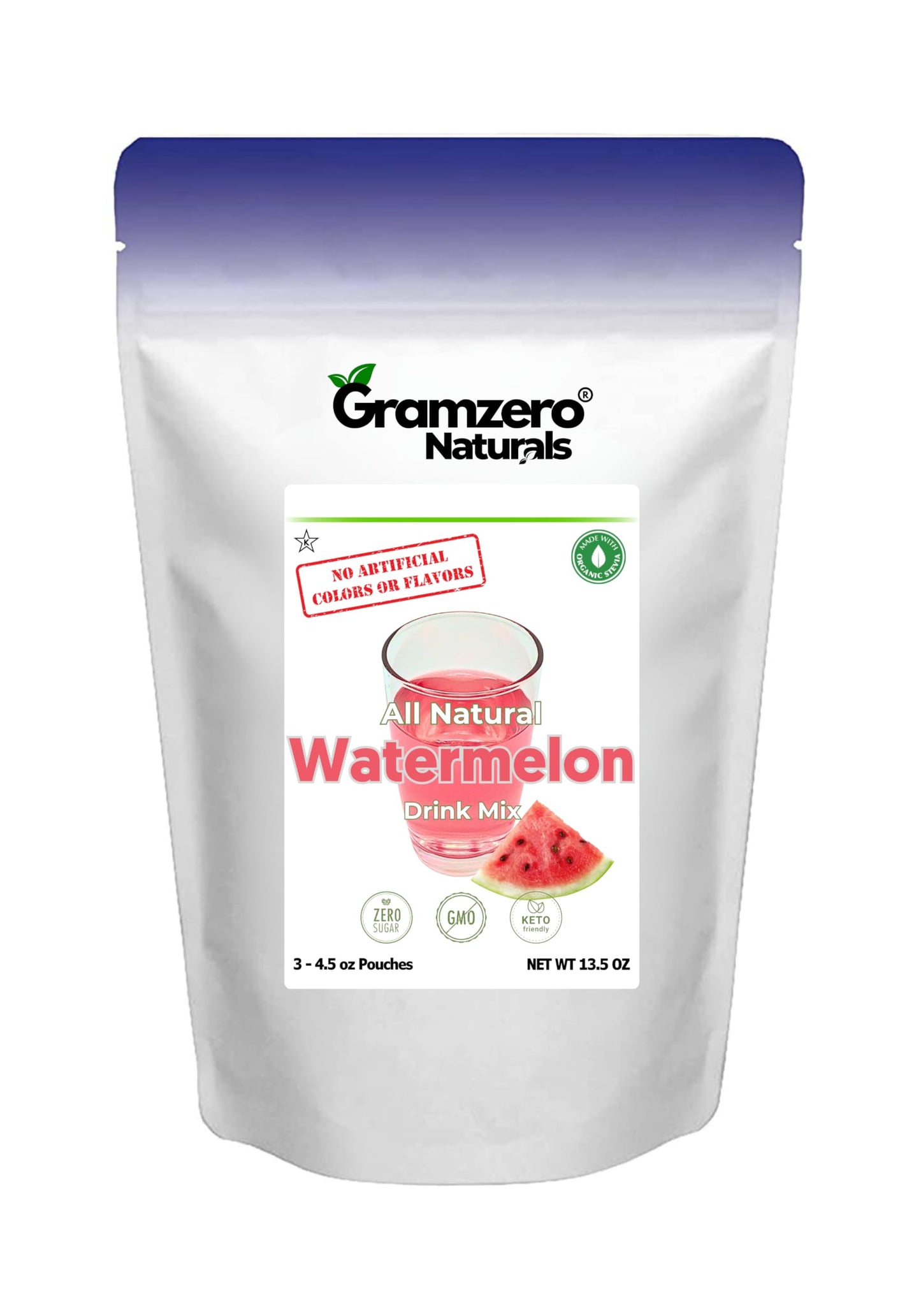 GramZero Watermelon Zero Calorie Sugar Free Drink Mix, Stevia Sweetened, 3 Ounce (Pack of 1)