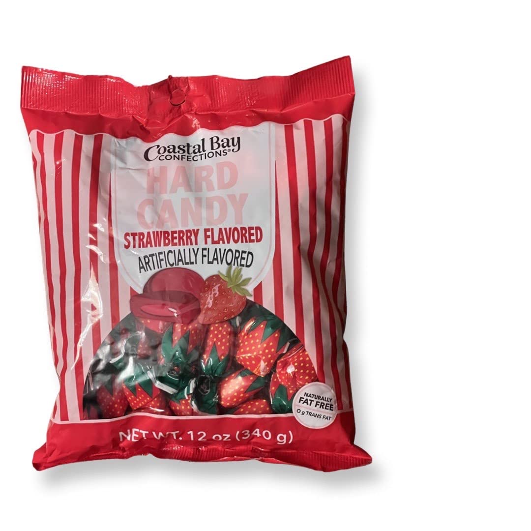 Coastal Bay Strawberry Flavored Hard Candy | 12 Oz | Aprox. 48 Pieces Of Strawberry Goodness Per Package